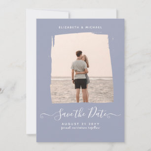 Sublime Minimalist PHOTO Save The Date Dusty Blue Invitation