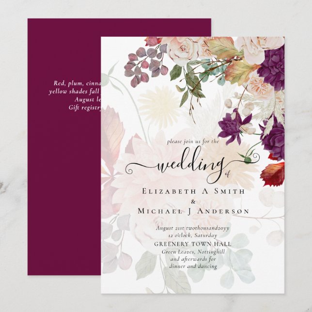 Sublime Mulberry orange Floral Wedding Suite (Front/Back)