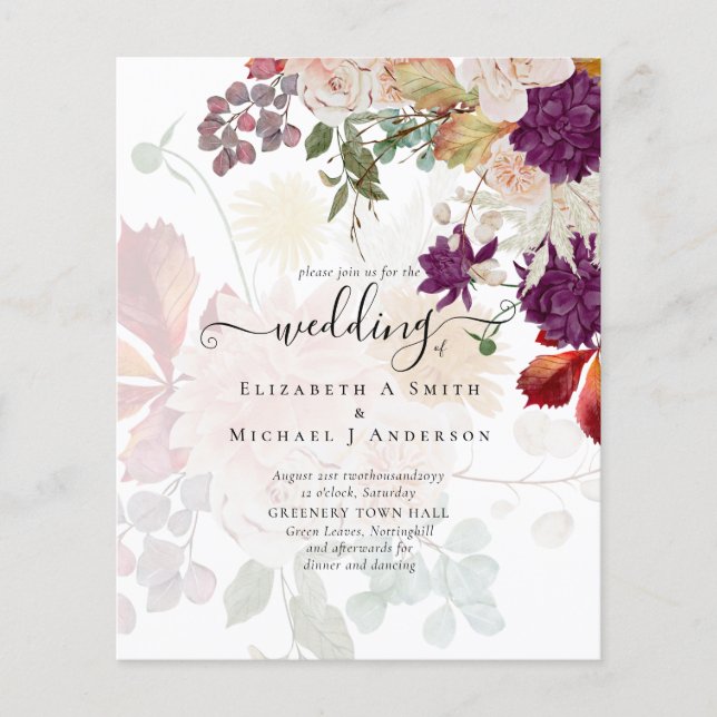 Sublime Mulberry orange Floral Wedding Suite Flyer (Front)