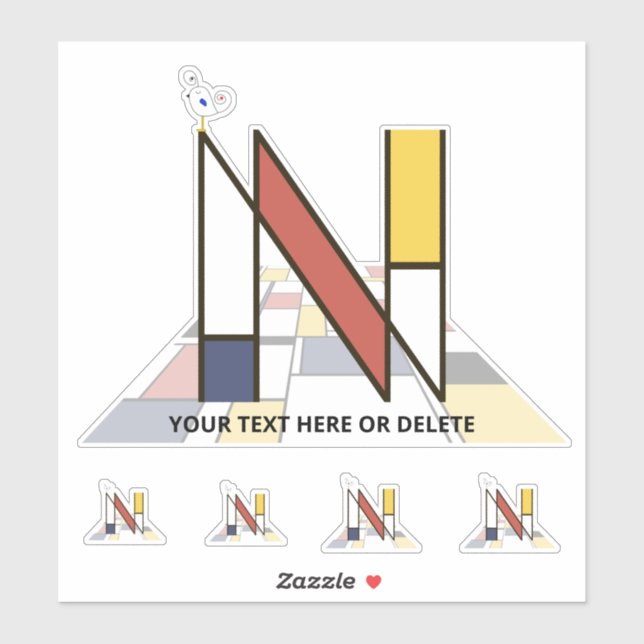 Sublime Neoplasticism Art Monogram. Letter N (Sheet)