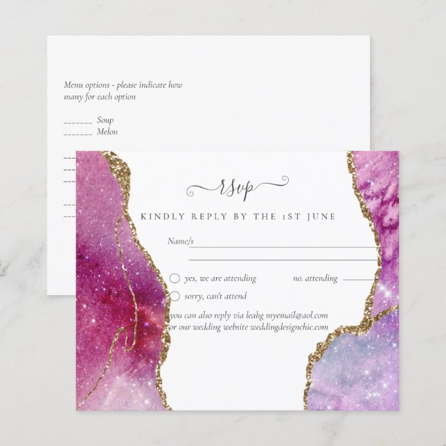 Sublime Pink AGATE Gold Glitter Wedding Chic (Front/Back)