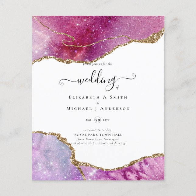 Sublime Pink AGATE Gold Glitter Wedding Chic Flyer (Front)