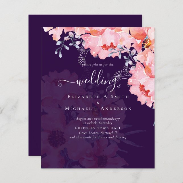 Sublime Pink Blossoms WEDDING SUITE - BUDGET (Front/Back)