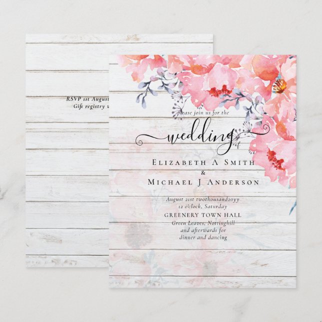 Sublime Pink Blossoms WEDDING SUITE - BUDGET (Front/Back)