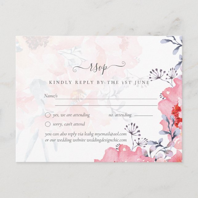 Sublime Pink Blossoms WEDDING SUITE - BUDGET Postcard (Front)