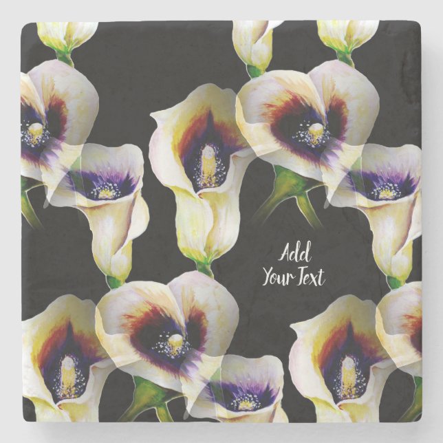 Sublime Watercolor Arum Calla Lilies Stone Coaster (Front)
