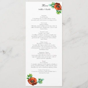 Sublime Watercolor Red Poppies in Vintage Style Menu