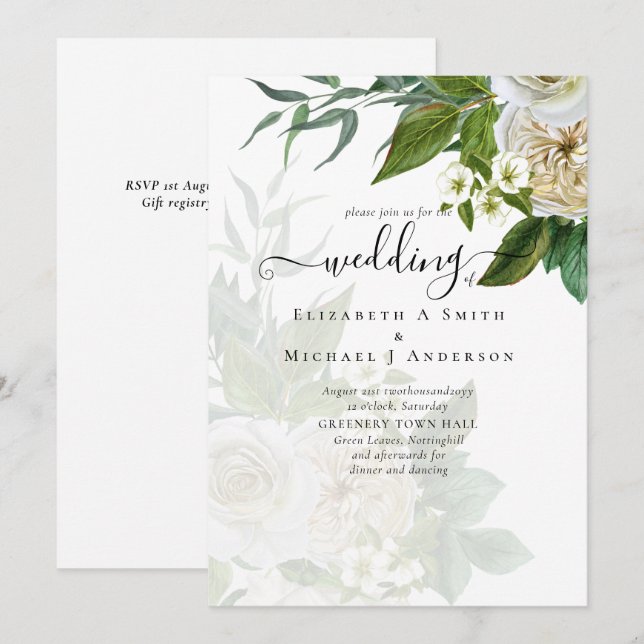 Sublime Wedding Suite - White Roses (Front/Back)
