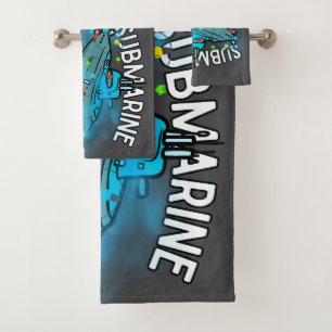 Submarine, bauble, christmas bath towel set