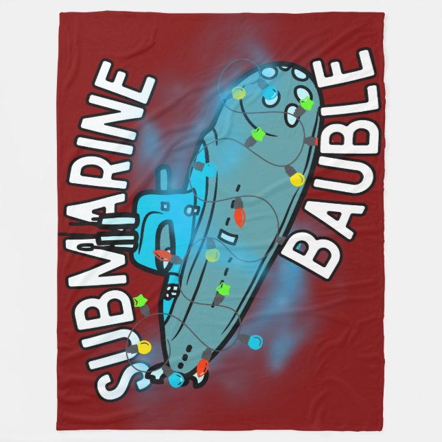 Submarine, bauble, christmas fleece blanket (Front)