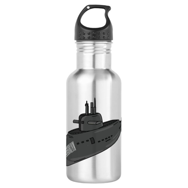 Submarine cartoon illustration 532 ml water bottle (Front)