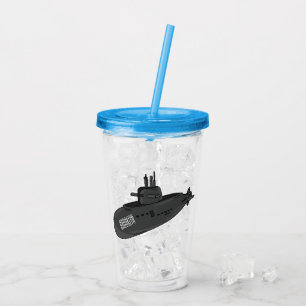 Submarine cartoon illustration acrylic tumbler