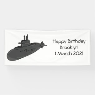 Submarine cartoon illustration banner