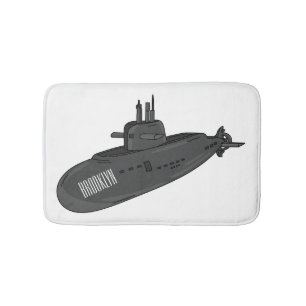 Submarine cartoon illustration bath mat