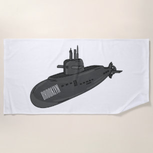Submarine cartoon illustration  beach towel