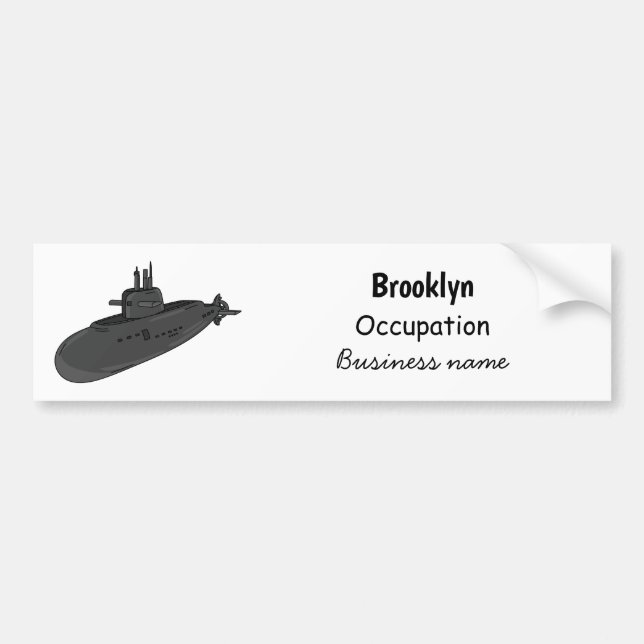 Submarine cartoon illustration bumper sticker (Front)