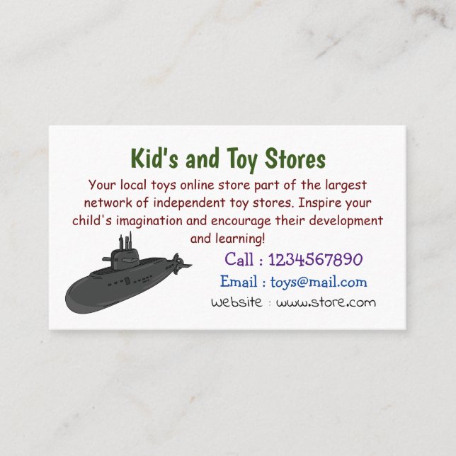 Submarine cartoon illustration business card (Front)