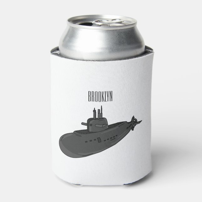 Submarine cartoon illustration can cooler (Can Front)