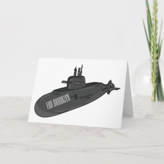 Submarine cartoon illustration card