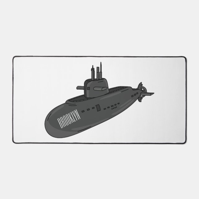 Submarine cartoon illustration  desk mat (Front)