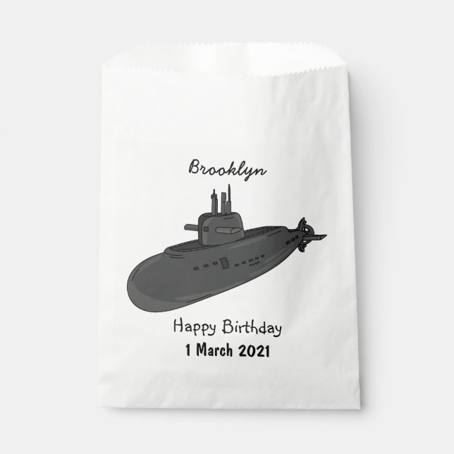 Submarine cartoon illustration favour bags (Front)