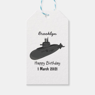 Submarine cartoon illustration gift tags