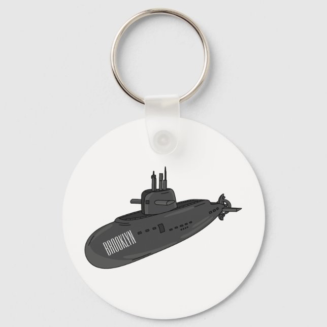 Submarine cartoon illustration key ring (Front)