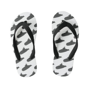 Submarine cartoon illustration  kid's flip flops