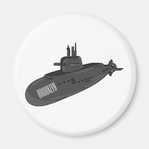 Submarine cartoon illustration  magnet