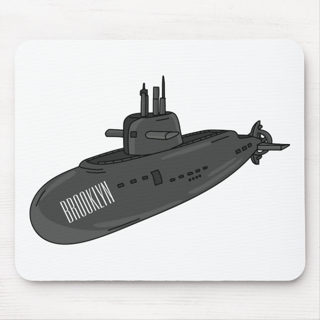 Submarine cartoon illustration mouse mat (Front)