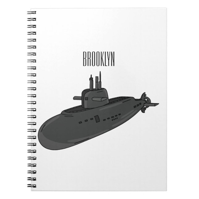 Submarine cartoon illustration  notebook (Front)