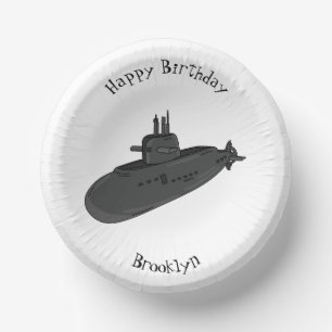 Submarine cartoon illustration paper plate