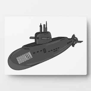 Submarine cartoon illustration plaque