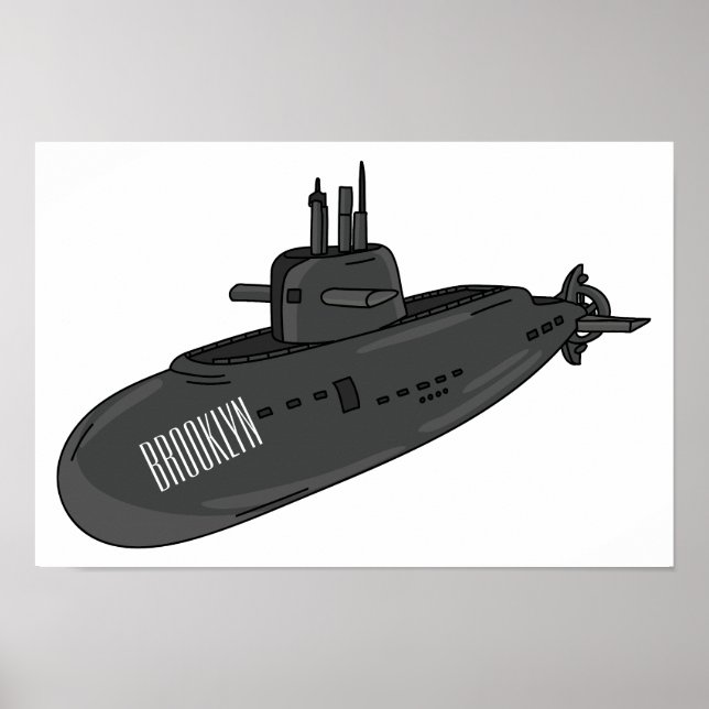 Submarine cartoon illustration  poster (Front)