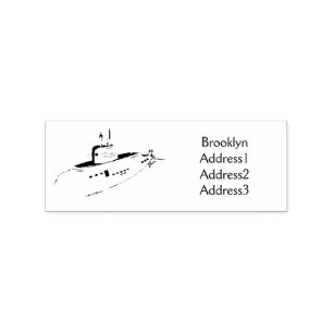 Submarine cartoon illustration rubber stamp