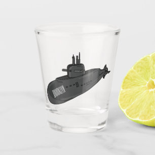 Submarine cartoon illustration shot glass
