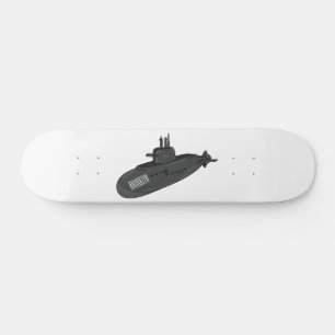 Submarine cartoon illustration skateboard
