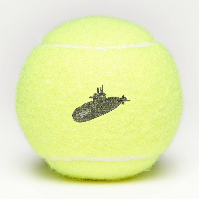 Submarine cartoon illustration  tennis balls (Front)