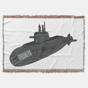 Submarine cartoon illustration  throw blanket