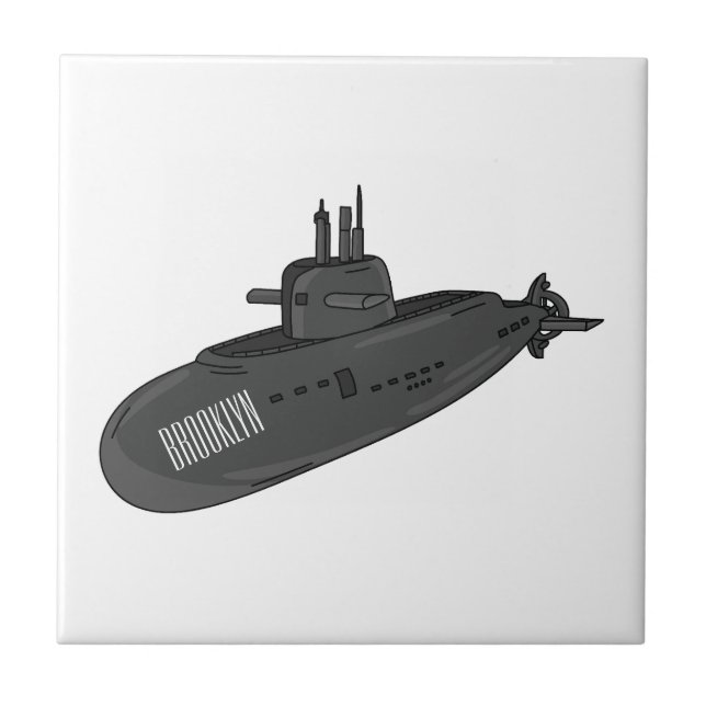 Submarine cartoon illustration  tile (Front)