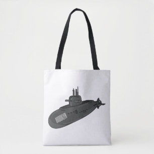 Submarine cartoon illustration tote bag
