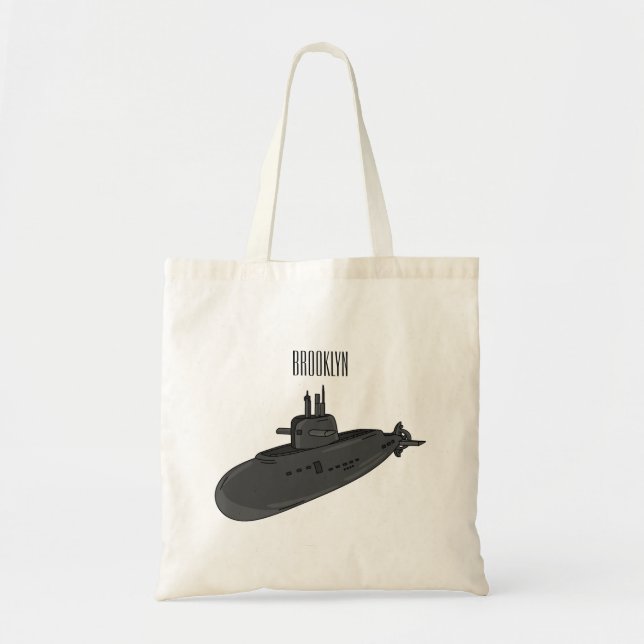 Submarine cartoon illustration tote bag (Front)