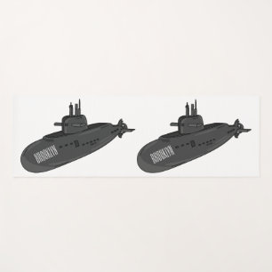 Submarine cartoon illustration yoga mat
