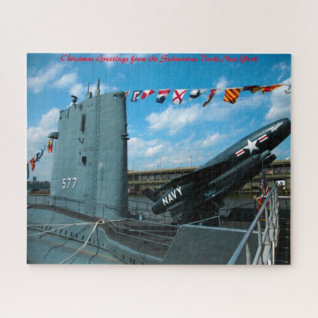 Submarine Docks New York.Christmas Greetings Jigsaw Puzzle (Horizontal)