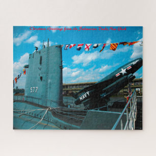 Submarine Docks New York.Christmas Greetings Jigsaw Puzzle