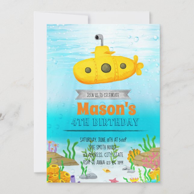Submarine party invitation (Front)