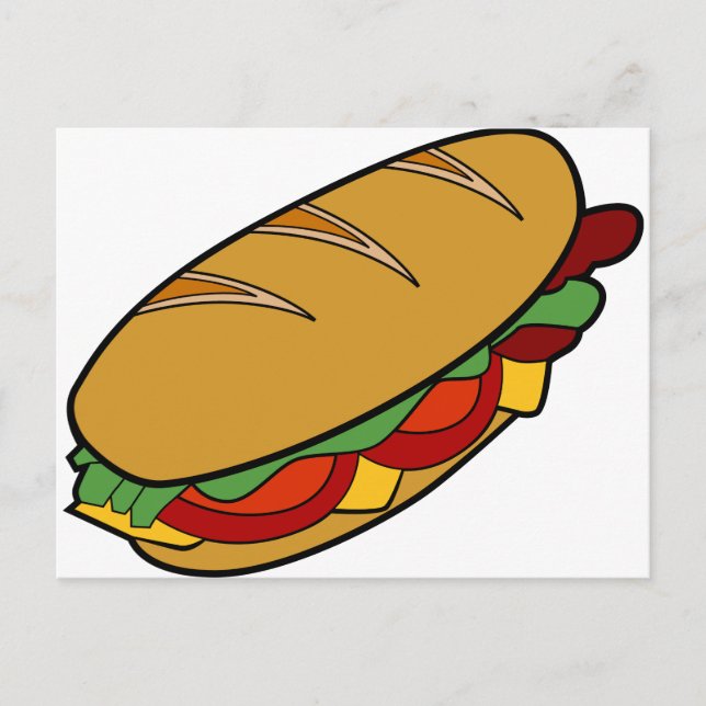 Submarine Sandwich cartoon Postcard (Front)