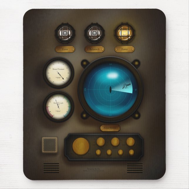 Submarine Ship Control Panel Sonar Steampunk Mouse Mat (Front)