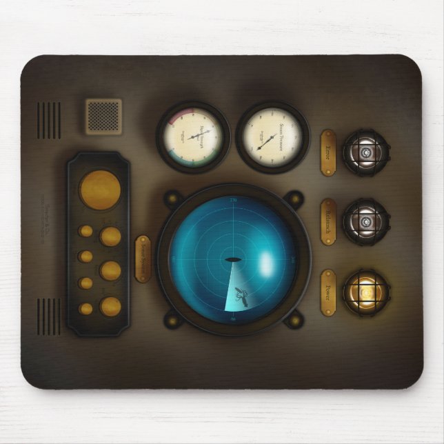 Submarine Ship Control Panel Sonar Steampunk Mouse Mat (Front)