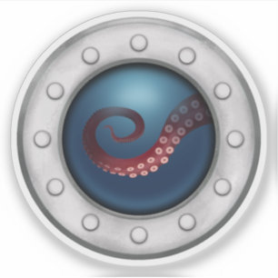 Submarine Ship Porthole With Octopus Sea Creature